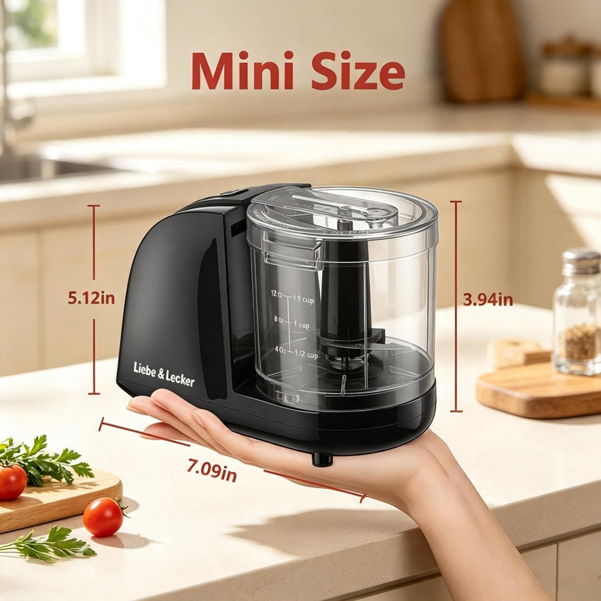 Liebe&Lecker Mini Food Processor 1.5 Cup Electric Food Chopper