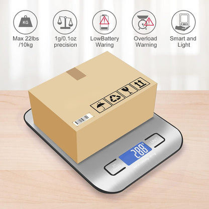 Digital Shipping Scale,Stainless Steel Panel, Accurate Portable Postal Scale for Packages, Small Business,Kitchen, Food, Handmade, Liquids, and Boutique (Rose Gold Battery(5kg/1g))