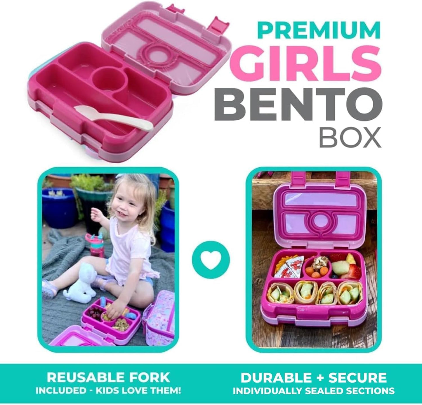 Kids Lunch Box - Bento Box for Boys Toddler Daycare, 4 Portion Sections with Lid, Snack Container Pre-School Kid Lunches Toddlers Removable Tray BPA Free, 3+ Years Old, Blue Rocket Dinosaur