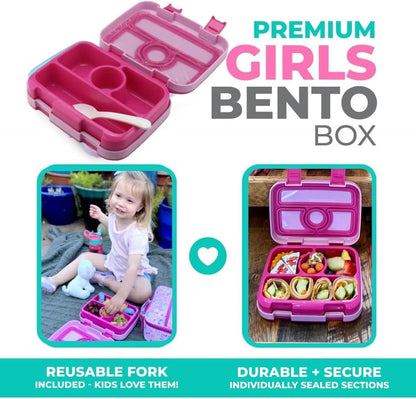 Kids Lunch Box - Bento Box for Boys Toddler Daycare, 4 Portion Sections with Lid, Snack Container Pre-School Kid Lunches Toddlers Removable Tray BPA Free, 3+ Years Old, Blue Rocket Dinosaur