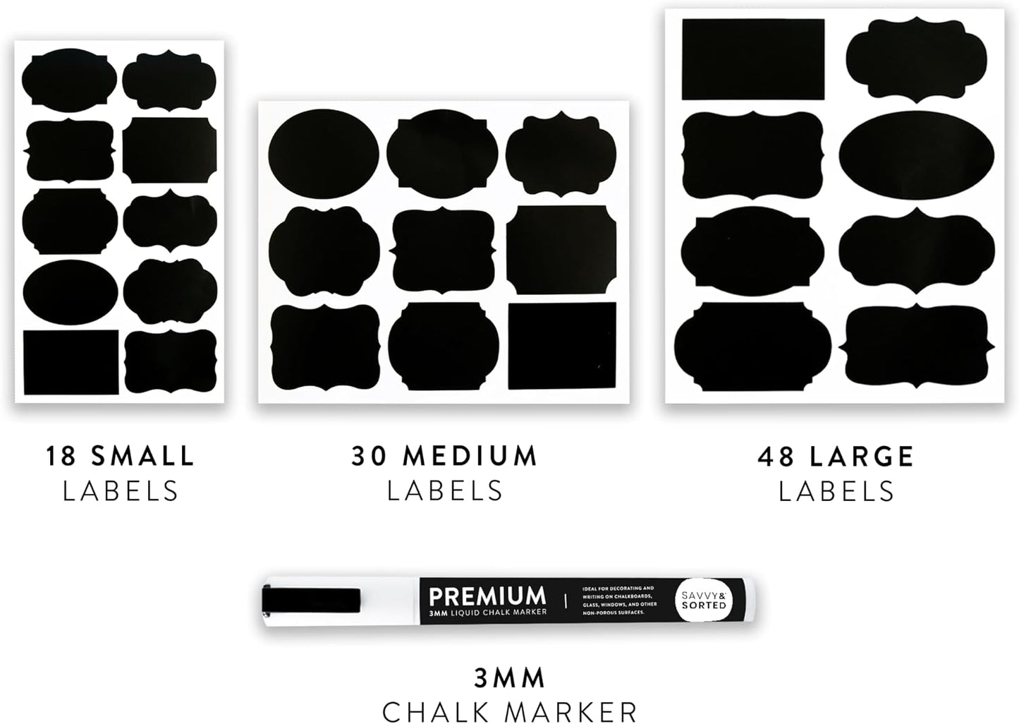 200 Chalkboard Labels for Food Containers, Reusable Black Stickers with Chalk Marker, Removable Pantry Chalk Board Jar Labels Stickers for Glass Jars, Storage Food Mason Jars, Kitchen Organization