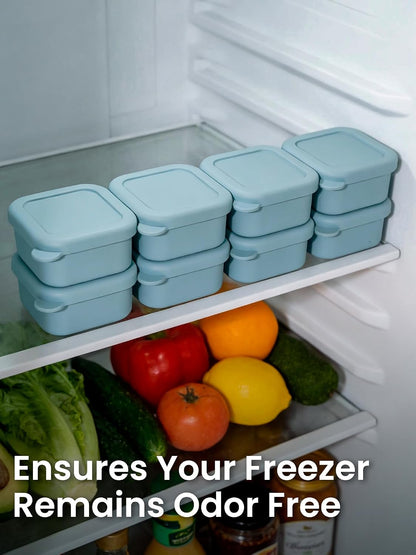 8 PCS 2 Cup Silicone Freezer Molds With Lid, Reusable Silicone Soup Freezer Tray for Meal Prep, Food Storage Containers for Freezing Sauces, Stews, Ice Cream (Blue)