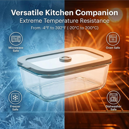 5 Pack 35 oz Glass Meal Prep Containers, Plastic-Free Glass Food Storage Containers with Lids, 4.4 Cups Airtight Glass Lunch Containers for Leftovers, Microwave, Oven, Freezer and Dishwasher