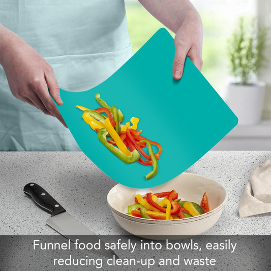Cut N’ Funnel Blue Caraco 2 Pack Thick Multicolor Plastic Cutting Board Mats Made in the USA BPA & PVC Free Plastic