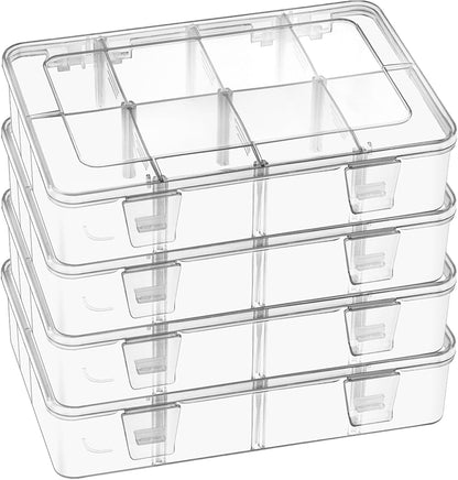 2 Pack 8 Grids Bead Organizer and Storage, Plastic Organizer Box with Removable Dividers and Labels for Jewelry Crafts Small Parts Electronics Tackle Boxes (2)