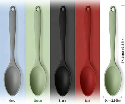 4pc Silicone Cooking Spoons Set, 10.82" Long Spoons for Nonstick Cookware, Heat Resistant Kitchen Spoons for Cooking, Baking, Stirring Soup & Sugar