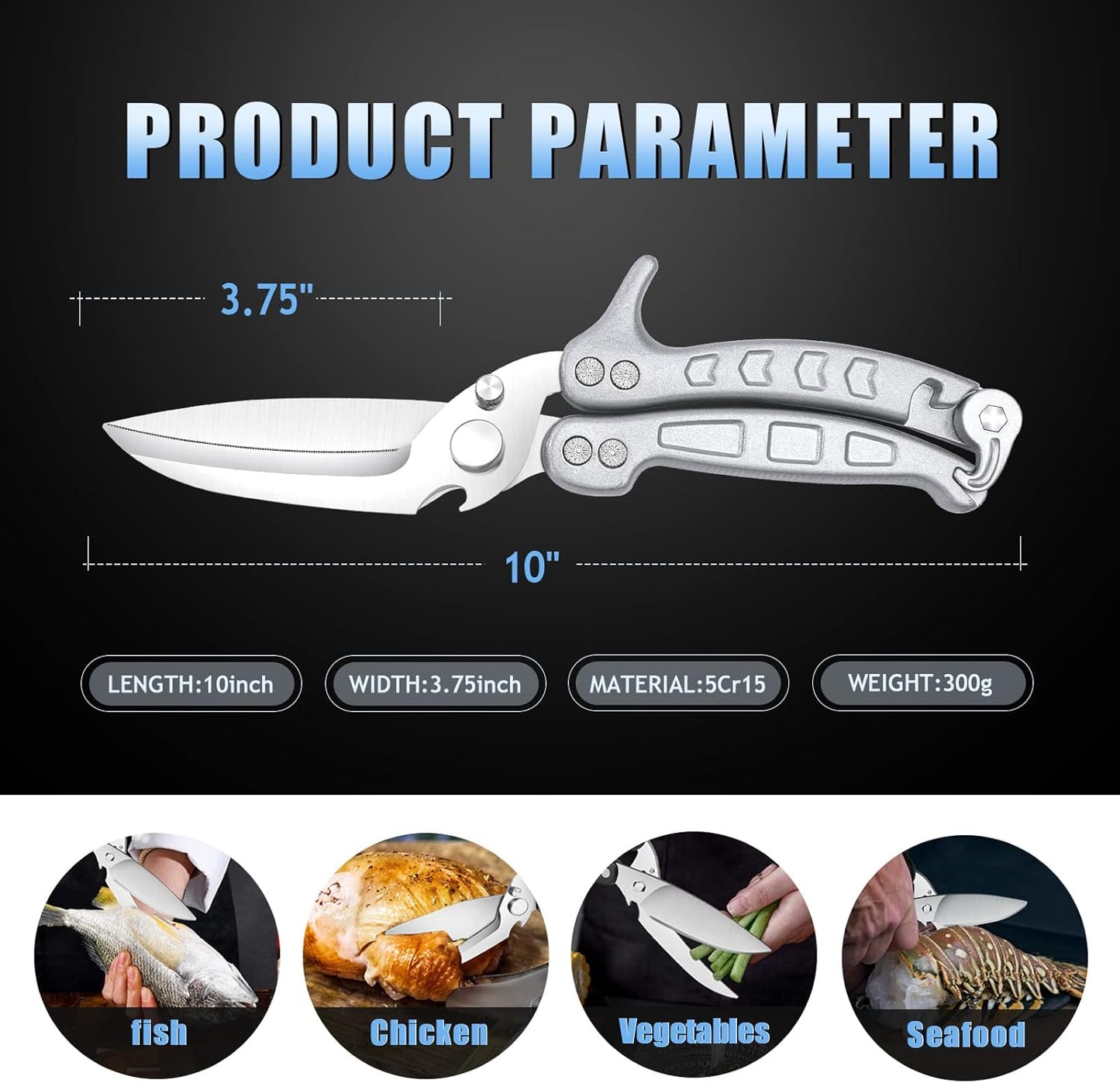 DRAGON RIOT Heavy Duty Poultry Shears - A Must Have Kitchen Shears for Chicken and Meat Cutting - Dishwasher Safe and Stainless Food Kitchen Scissors for Thanksgiving