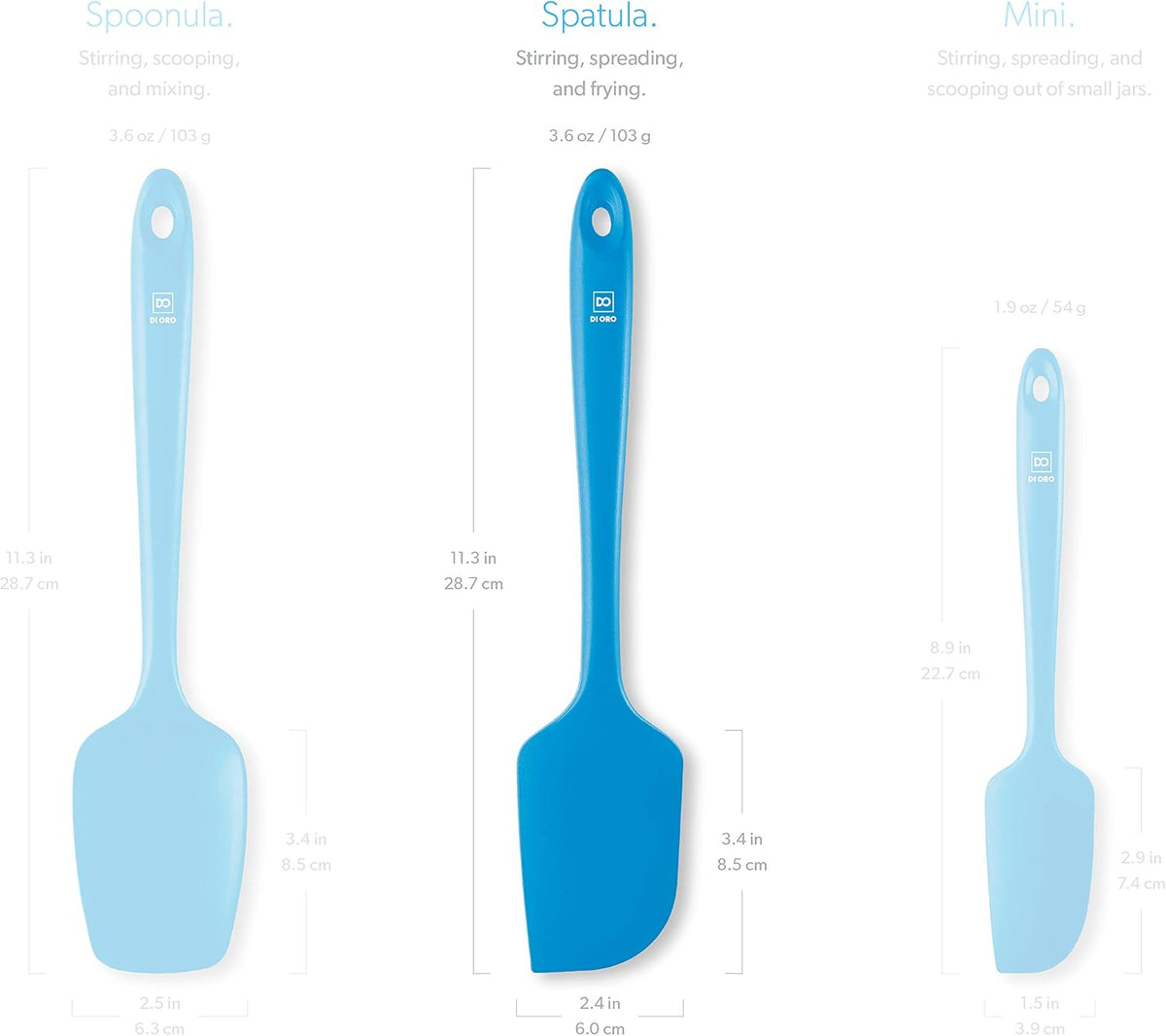 DI ORO Large Silicone Spatula - 600F Heat Resistant, Black