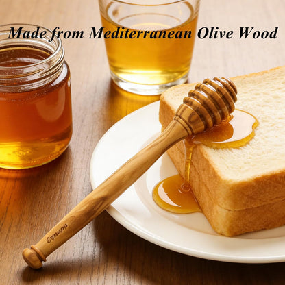 Traditional Olive Wood Honey Dipper - Durable & Warp-Resistant, Preserves Honey Purity, 1pcs, 6.3 Inch