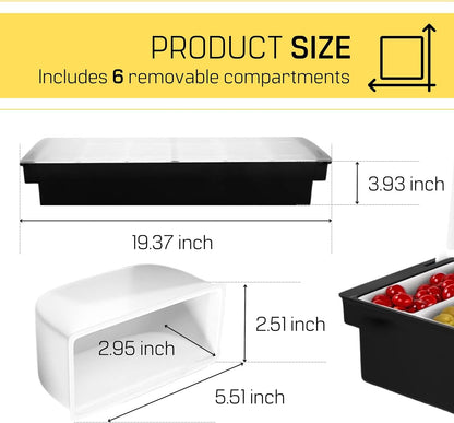 12" Divided Rotating Serving Tray with Lid and Handle — Clear Snack Spinner Organizer and Storage 12 Inch Portable Snackle Box for Fruits Snacks Veggie Charcuterie with 6 Compartments