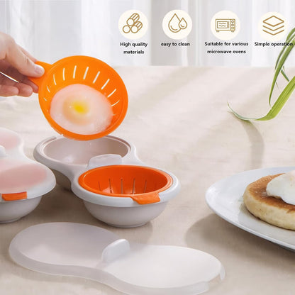 Microwave Egg Poacher,2 Cavity Eggs Poacher, Microwave egg cooker with Lid