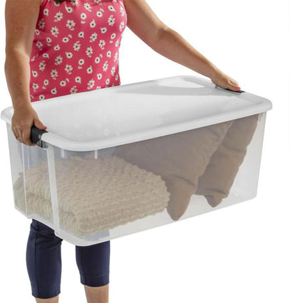 Sterilite 6-Pack Ultra Latching Box, Storage Bins with Lids, Clear Plastic, 18 Qt – Large Heavy-Duty Organizing Bin Containers for Home, Closet, Kitchen, Pantry, Bathroom, and Office