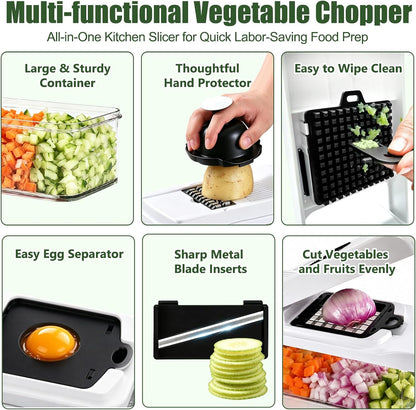 Vegetable Chopper Food Chopper with Container Onion Chopper 7 Blades
