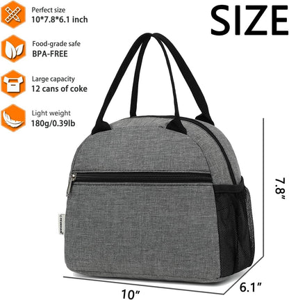 GYEUKHAM Lunch Bag Women, Lunch Box for Adult Men Kids Girls, Small Cute Lunchbox Tote Large Capacity Insulated Lunch Container Cooler for Work School Picnic Travel, Black White Stripes