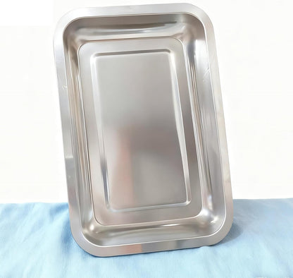 3 Pack Stainless Steel Breading Trays Set,Breading Pans for Marinating, and Prepping Meat Chicken and Fish 10.4" x 7.7" x 1.9"