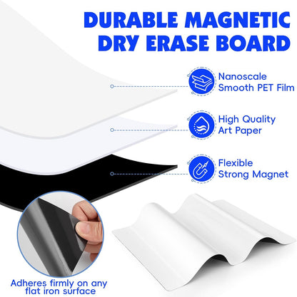 6 Pack Magnetic Dry Erase Board, 3 Pack 8'' x 12'' & 3 Pack 5'' x 8'' Magnetic Whiteboard for Fridge, Magnetism Notepad for Fridge with 6 Markers, 1 Eraser