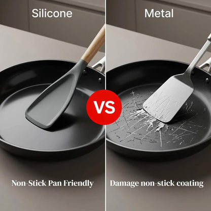 Silicone Cooking Spoon, Heat Resistant 600°F Spoonula for Nonstick Cookware