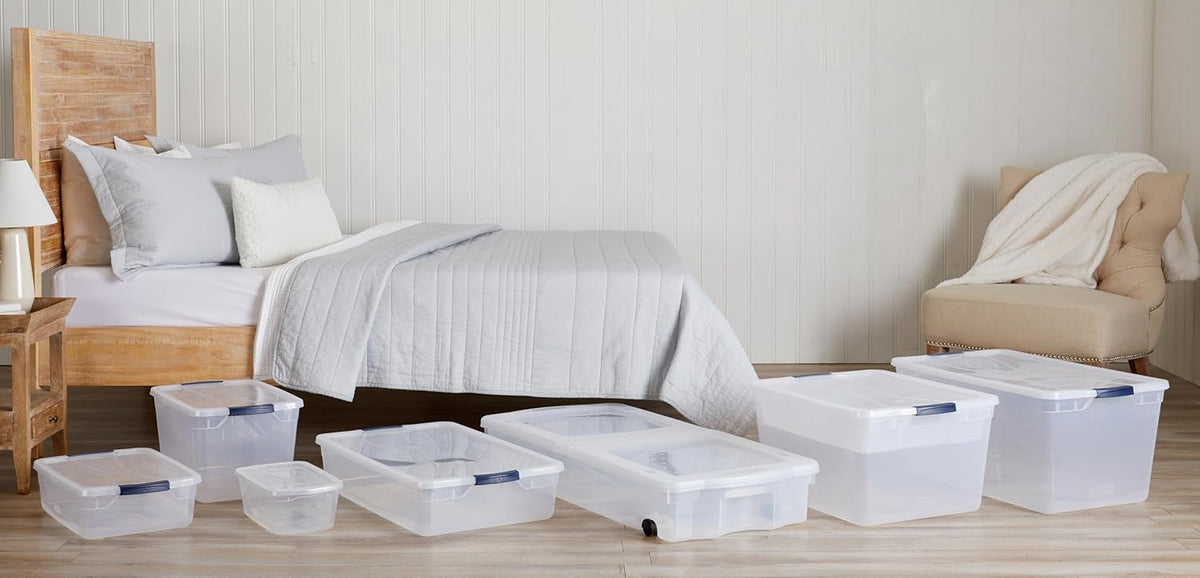 Rubbermaid Cleverstore 17 Qt Clear Storage Bins with Lids, 6-Pack, Stackable, BPA-Free, Made in USA