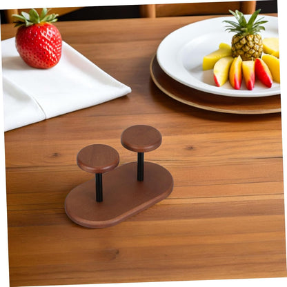 Wooden Paper Cup Holder Stand with Walnut Finish, Dual Disposable Cup Dispenser Rack for Coffee Bars and Party Drink Station Organizer