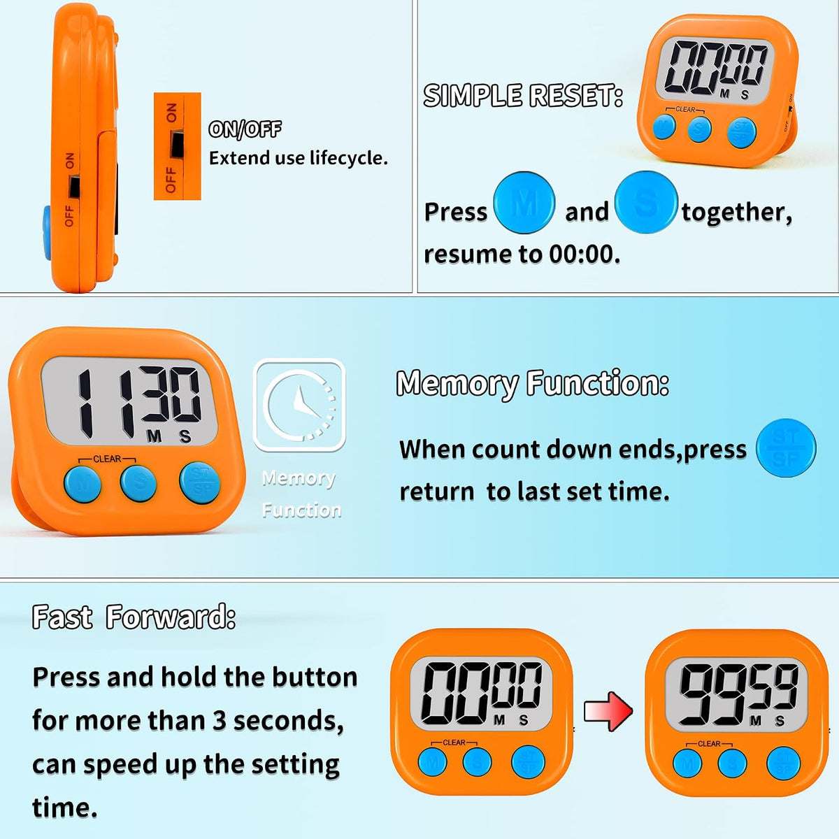 Timer for Kids Digital Kitchen Timers for Cooking- White Pink