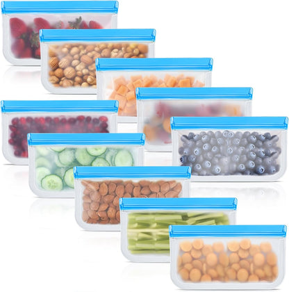 30 Pack Reusable Silicone Food Storage Bags, 4 Size Leak proof Dishwasher Safe Reusable Freezer Bag for Food Storage Containers Lunch Bags for Sandwich, Marinate Meat, Fruit