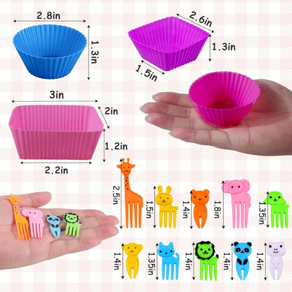 XANGNIER 40 Pcs Silicone Lunch Box Dividers,Reusable Lunch Bento Box Accessories for Kids,Lunchbox Supplies Accessories,Back to School Lunch Essentials,Silicone Cupcake Liners,Muffin Cups