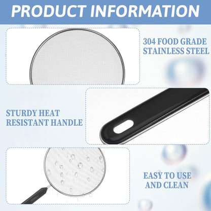Splatter Screen for Frying Pan 7.5’’ Stainless Steel Grease Splatter Guard with Comfortable Grip Handle Pan Cover Cooking Protector Ultra Fine Mesh Prevents Oil Splatters for Frying Cooking (Black)