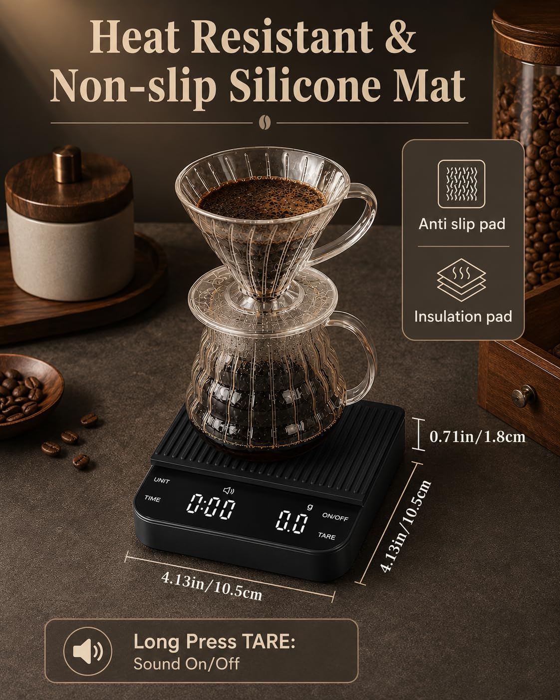 Espresso Coffee Scale with Timer, 0.1g Precision Mini Scale