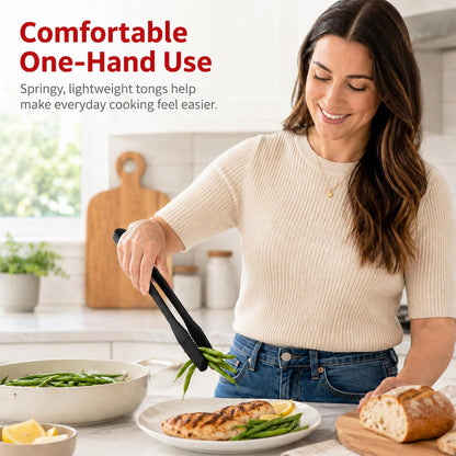2 PCS Silicone Tongs for Cooking, 11 In Stainless Steel Kitchen Tongs with Silicone Tips, Heat Resistant Lightweight Non-Scratch for Flipping Fish, Steak, Toast & Bread, Dishwasher Safe