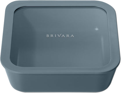 Ceramic Coated Glass Food Storage Container | No PTFE, PFOA, PFAS, and BPA | Reusable Non Toxic Meal Prep Container with Glass Lid | Easy To Store | 3 Cup Rectangle [Onyx]