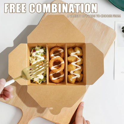 30 Pack 3 Compartment Take Out Food Containers, 7.5x5.4x2.6" Bamboo Pulp Paper Take Out Boxes, Disposable To Go Container Take Out Containers, Greaseproof Paper Bento Box Takeout Lunch Boxes with Lid