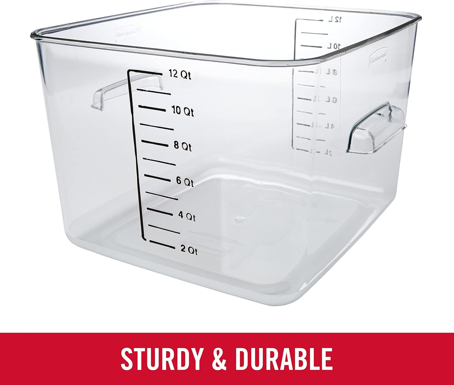 Rubbermaid Commercial Products Space Saving Square Food Storage Container 6 Quart Clear for Kitchen/Sous Vide/Meal Prep