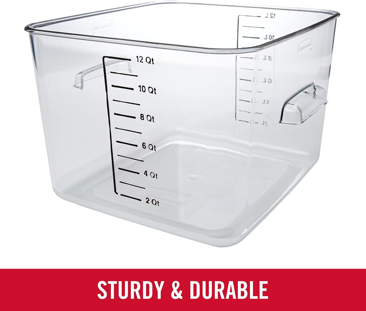 Rubbermaid Commercial Products Space Saving Square Food Storage Container 6 Quart Clear for Kitchen/Sous Vide/Meal Prep