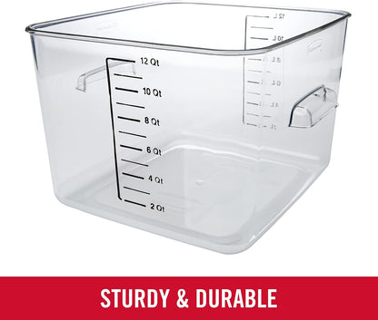 Rubbermaid Commercial Products Space Saving Square Food Storage Container 6 Quart Clear for Kitchen/Sous Vide/Meal Prep