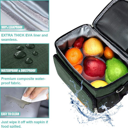 Tiblue Insulated Lunch Bag for Women/Men, Reusable Lunch Box for Office Work School Picnic,Leakproof Freezable Cooler Bag with Adjustable Shoulder Strap for Kid/Adult(Medium, Black & White Stripes)
