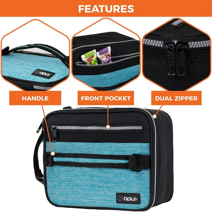 opux Insulated Lunch Box for Men Women Adult, Compact Lunch Bag for Kids Boy Girl Teen, Soft Lunch Cooler Bag for Work School, Leakproof Lunchbox Lunch Pail with Clip-on Buckle, Grey Flowers