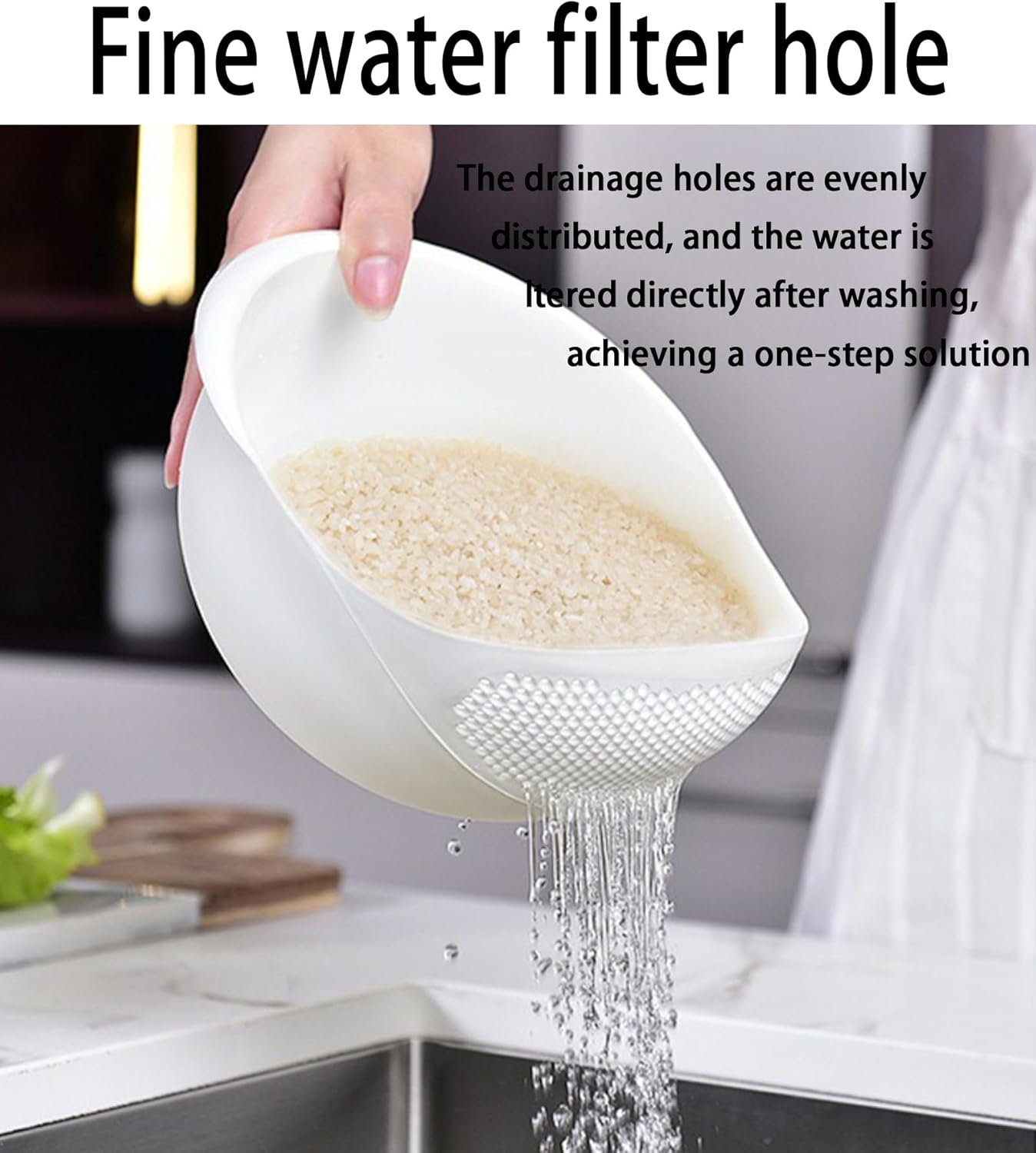 2-in-1 Rice Colander, Vegetable and Fruit Cleaning Filter Basket, 2Piece Sturdy and Easy-To-Use Food Grade Kitchen Tool Accessories (Pink+white, Small)