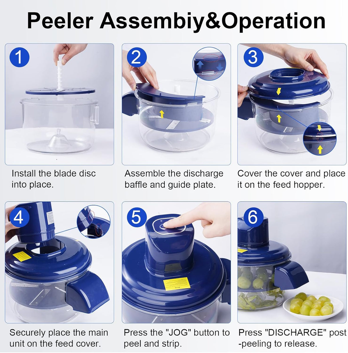 Electric Grape Peeler Machine, Automatic Garlic & Cherry Tomato Peeler - Automatic Peeler Skin Remover Tool for Small Fruits, Easy Clean Detachable Chamber for Home & Commercial Use