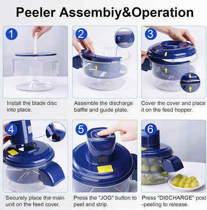 Electric Grape Peeler Machine, Automatic Garlic & Cherry Tomato Peeler - Automatic Peeler Skin Remover Tool for Small Fruits, Easy Clean Detachable Chamber for Home & Commercial Use