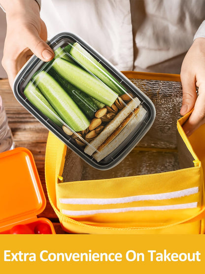 NEEBAKE 60 Sets 32oz Meal Prep Containers 2 Compartment - Plastic Food Storage Containers 2 Compartments with Lids