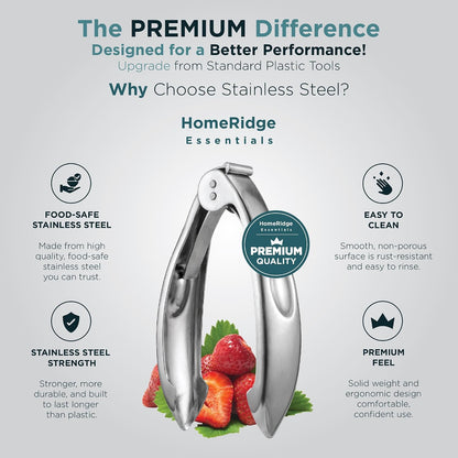 Strawberry Huller - Pitter & Corer Tool to Remove Stems from Fruits