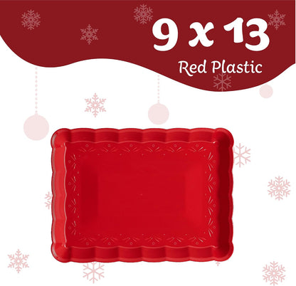 Plasticpro Plastic Serving Trays - Serving Platters Rectangle 9X13 Disposable Party Dish 4 Black Trays