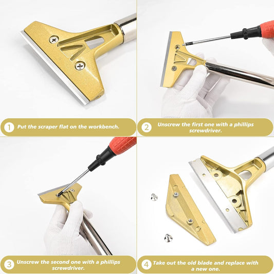 EHDIS Flat Top Grill Scraper Razor BladeGlass Scraper Tool, 4 Inch Metal Blade Kitchen Scraper for Cleaning Griddle & Flat Top Grill for Diner, Bar, Hotel, Restaurant