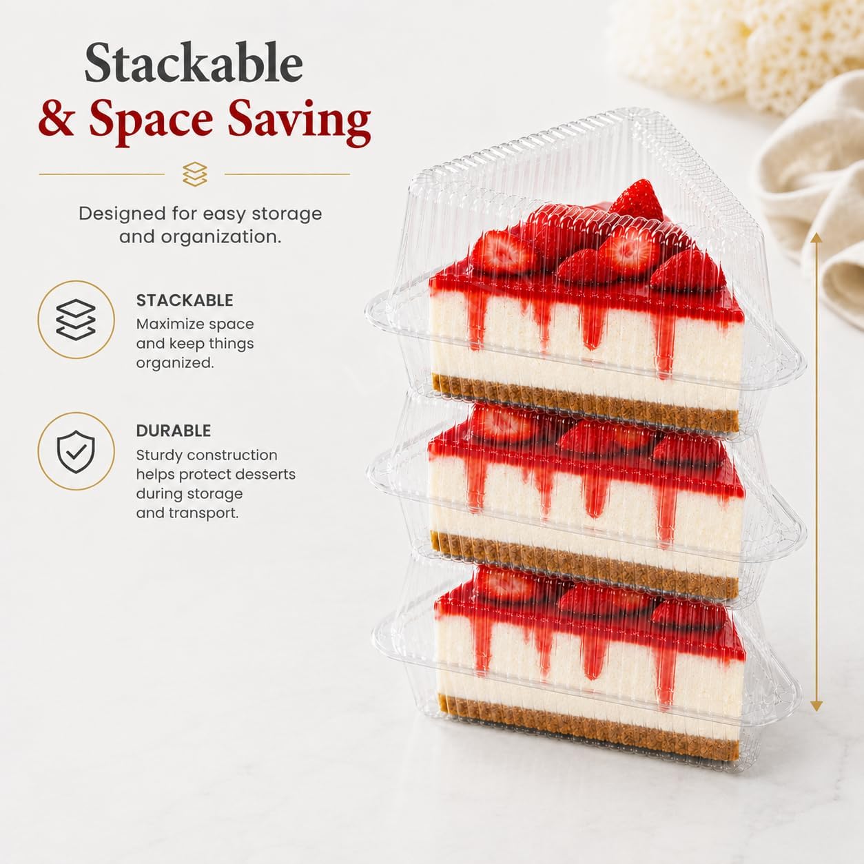 50 Pcs Cake Slice Containers with Lid, Single Clear Plastic Individual Carrier Transparent Disposable Triangle Boxes for Cheesecake, Flan, Cupcake, Dessert Pie Slice - Take Out, Mini Desechables