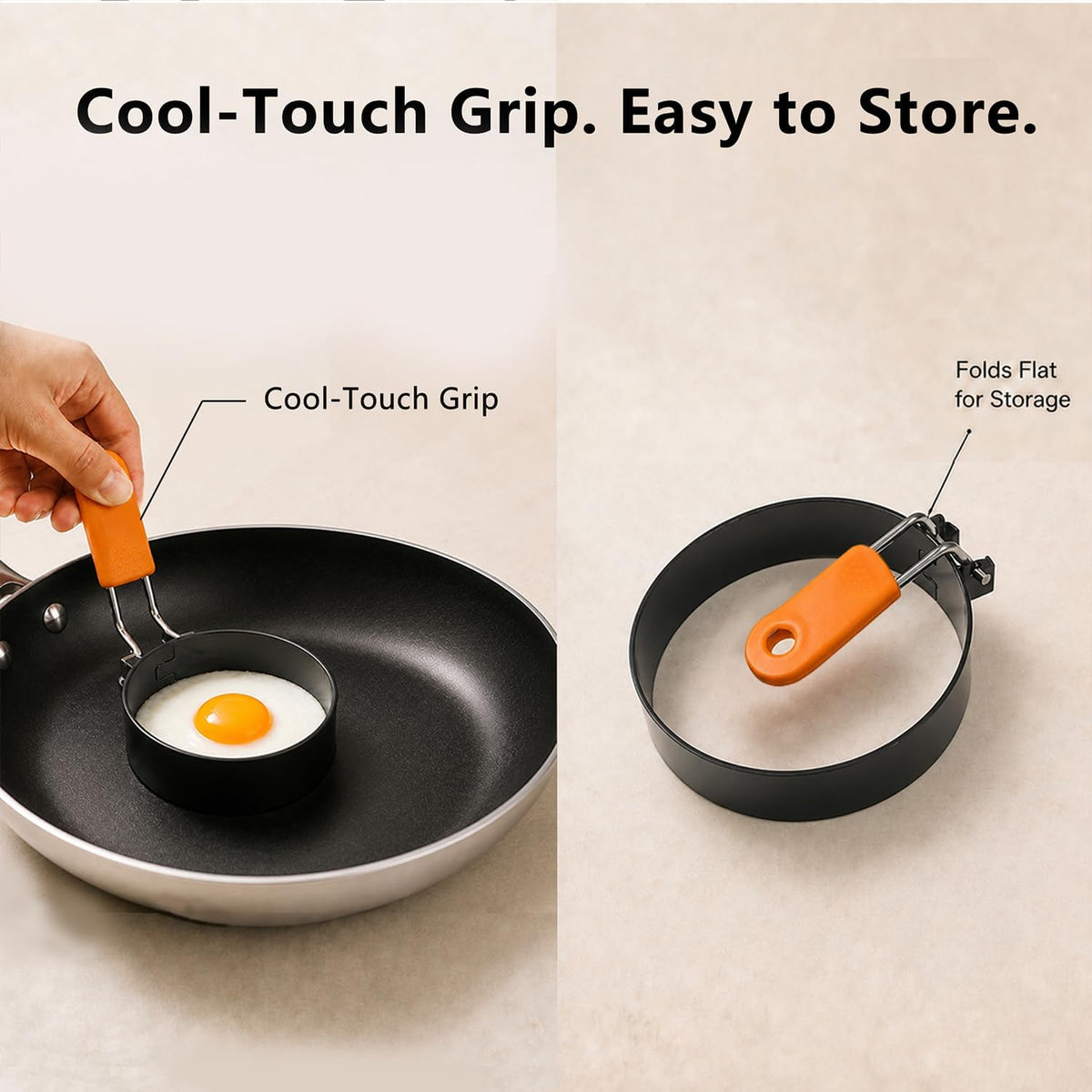 3.5" Non-Stick Egg Rings 4 Pack for Breakfast Sandwiches