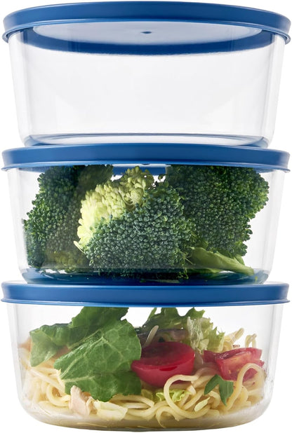 6-Piece Glass Food Storage Containers Set (3 Containers + 3 BPA-Free Lids) | 2-Cup, Leakproof | Microwave, Freezer, Oven & Dishwasher Safe | Ideal for Meal Prep & Pantry Organization, Pistachio