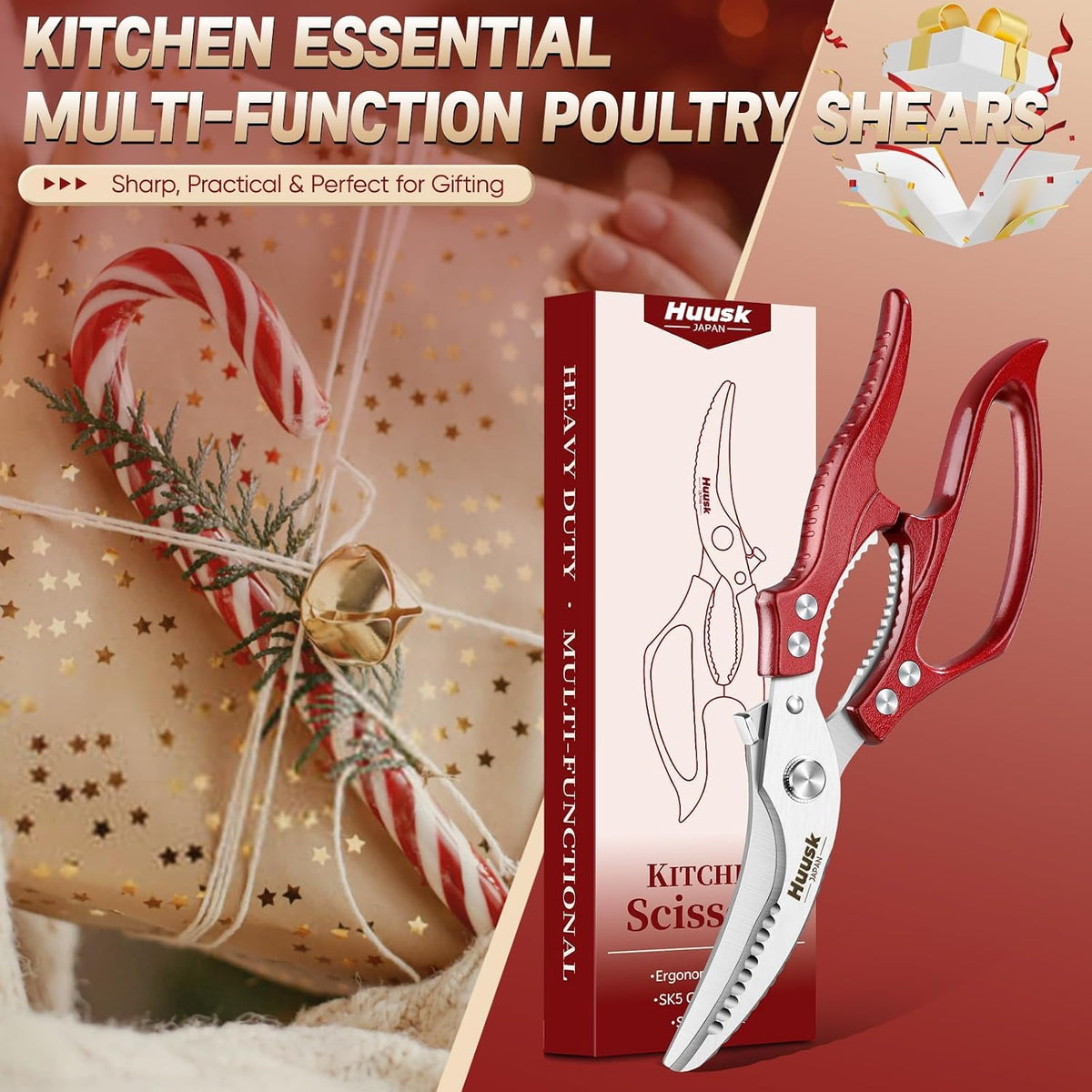 Huusk Poultry Shears Heavy Duty – All Purpose Japanese Kitchen Scissors