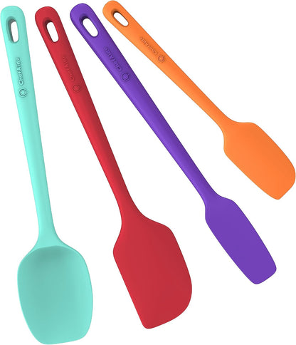 ChefAide 5 Pieces Silicone Spatula Set, Food Grade Rubber Spatula, Upgrade Strong Handle with Ergonomic Grip, Heat Resistant Up to 600°F for Nonstick Cookware, Cooking