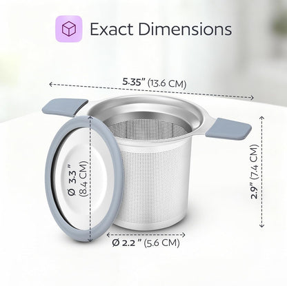 Stainless Steel Tea Infuser for Loose Leaf Tea – Extra Fine Mesh Strainer with Heat Proof Double Handles & Lid, Reusable Filter Fits Mugs, Cups & Teapots, Black