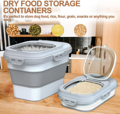 TIOVERY Dog Food Storage Container, 10lb to 13lb Collapsible Dog Cat Food Containers with Airtight Clear Flip-top and Pet Food Scoop, Pet Food Storage Container Bin for Dog Cat Bird Other Pets (Green)